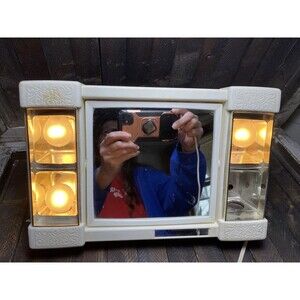 Vintage Jerdon Mirror-Go-Lightly Lighted Vanity Mirror Portable Tabletop